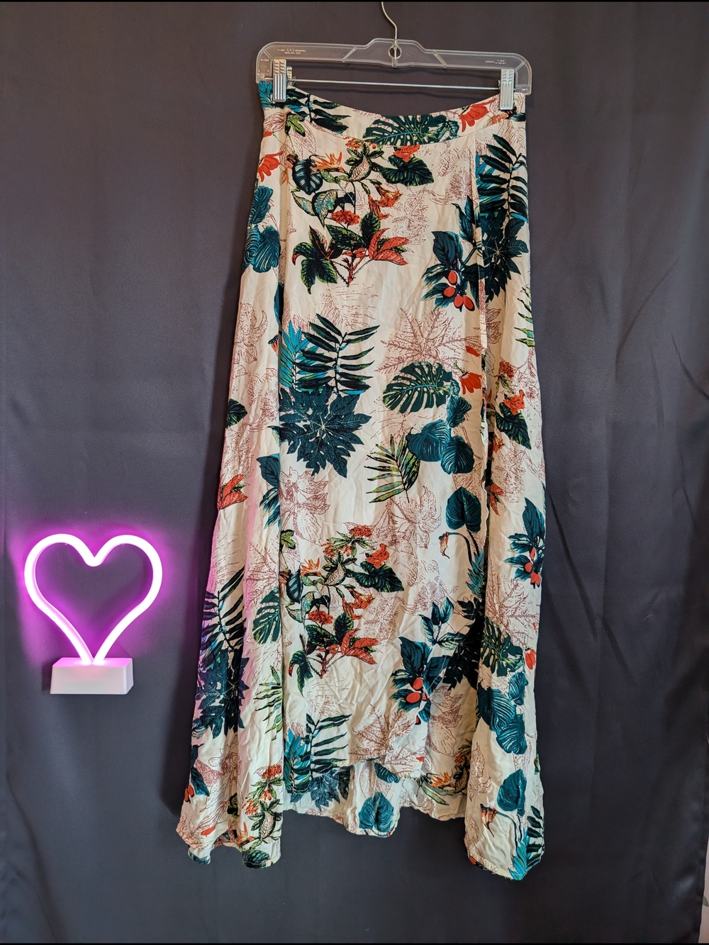 Women's Cream Floral Maxi Skirt